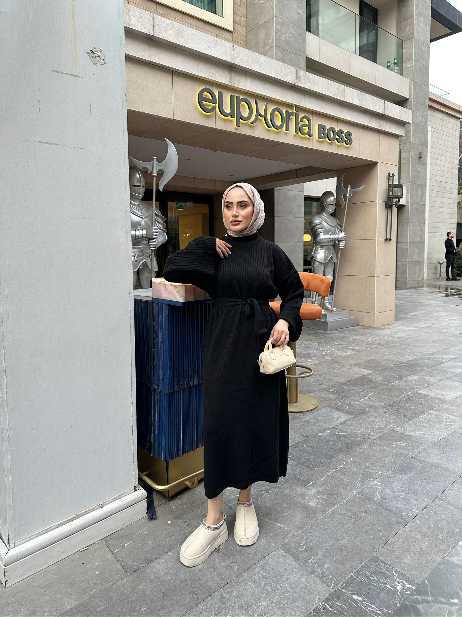 Siyah%20Düz%20Triko%20Elbise%201009