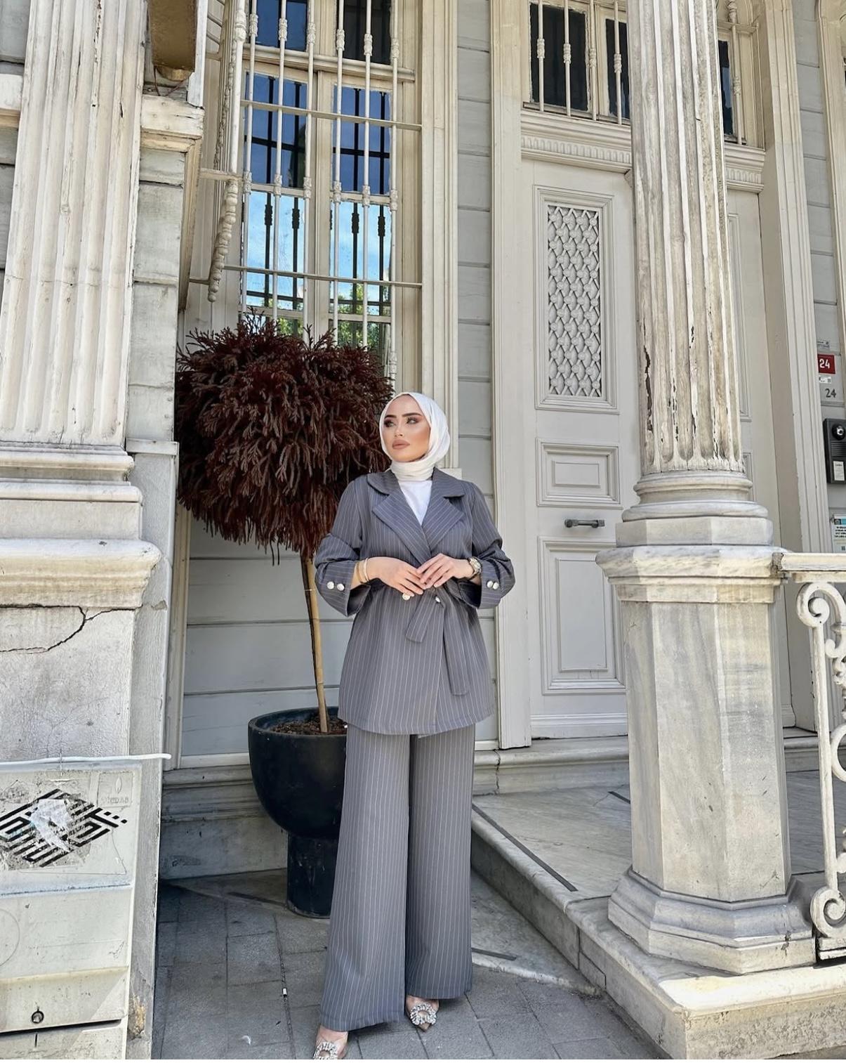 GRİY%20ÇİZGİLİ%20CEKET%20TAKIM%206102