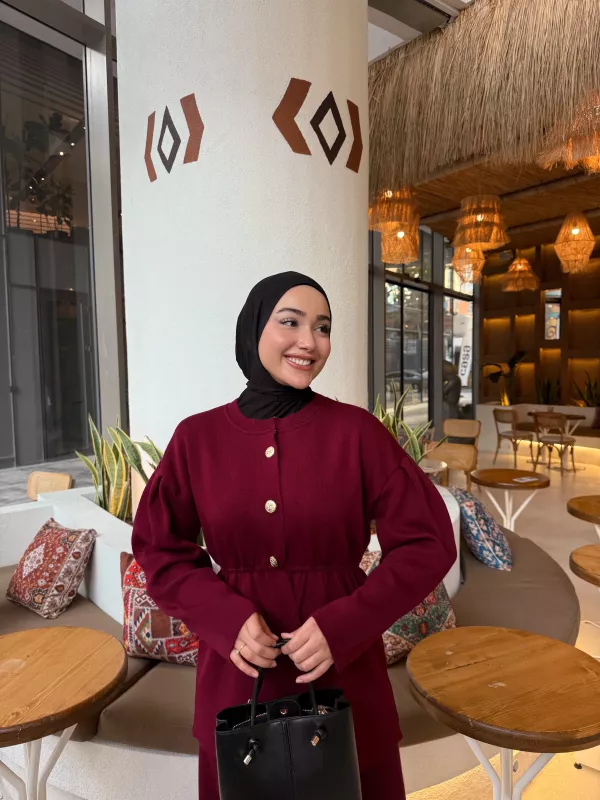 BORDO  MERA TRİKO CEKET  2517