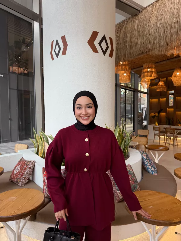 BORDO  MERA TRİKO CEKET  2517