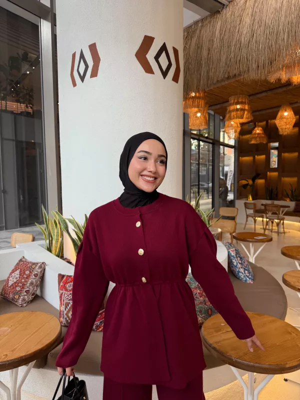 BORDO  MERA TRİKO CEKET  2517