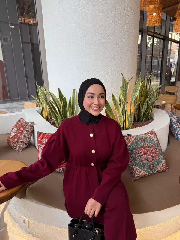 BORDO  MERA TRİKO CEKET  2517