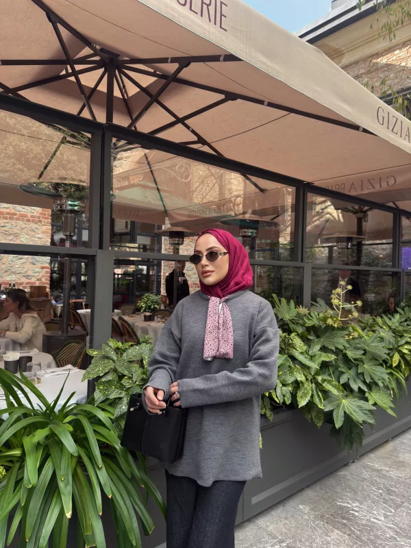 ANTRASİT FULAR DETAY TRİKO Kazak 2520