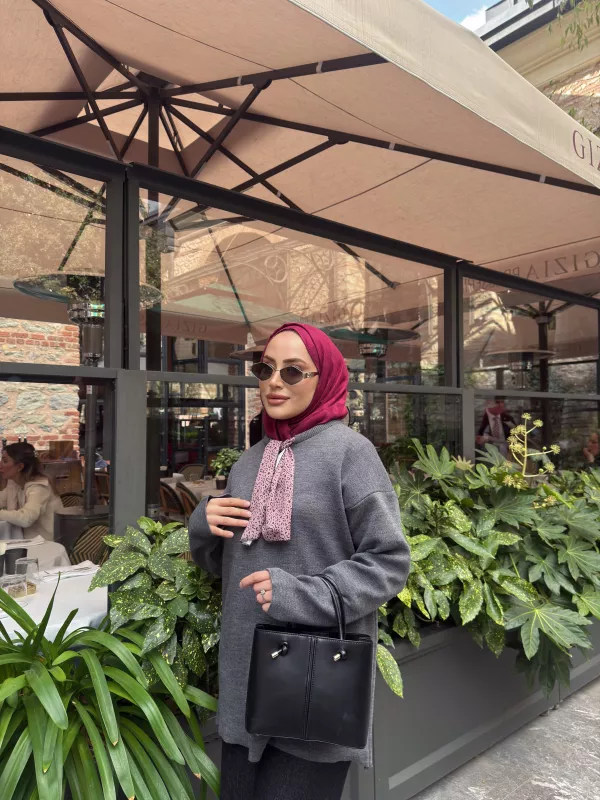 ANTRASİT FULAR DETAY TRİKO Kazak 2520