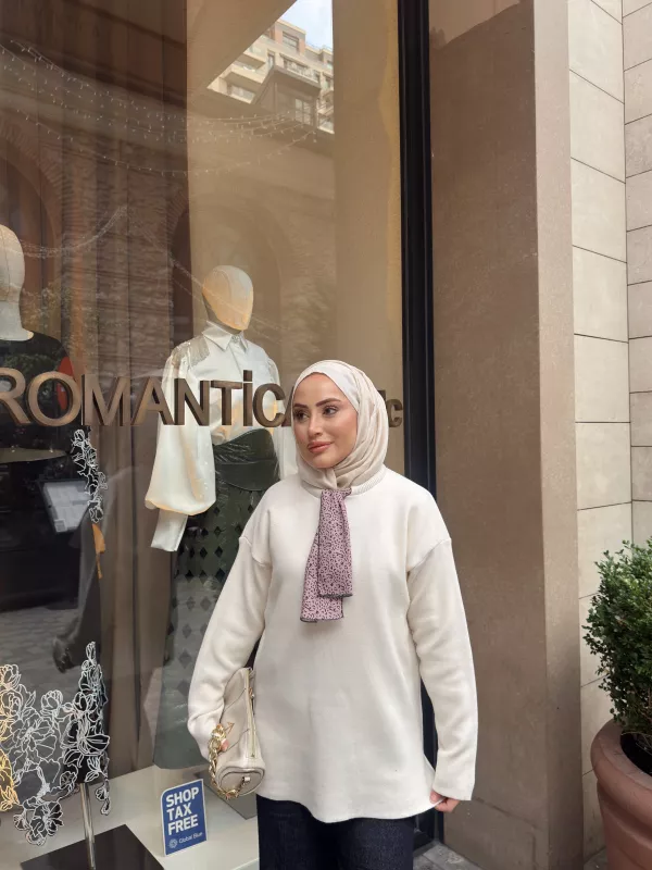 BEJ FULAR DETAY TRİKO Kazak 2520