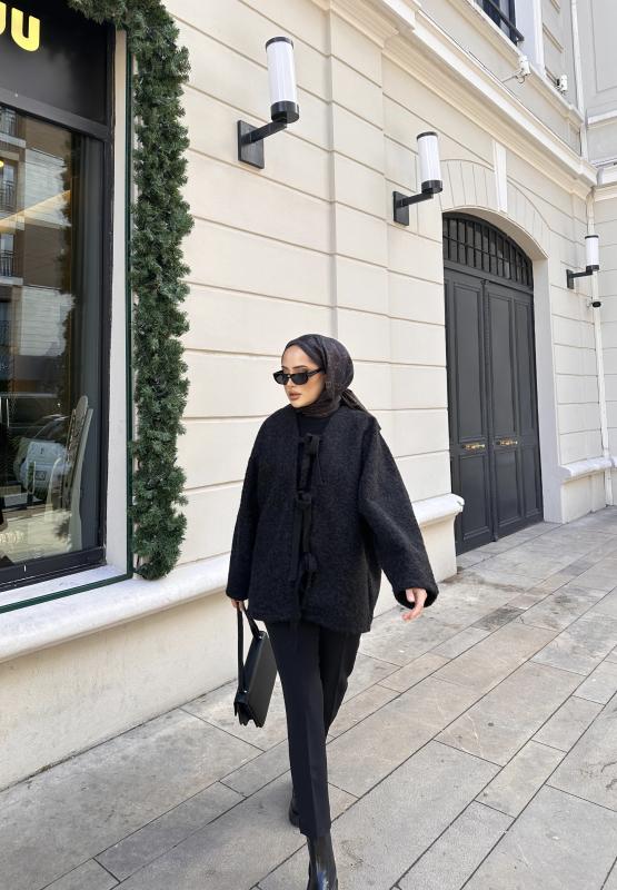 Siyah  Yumoş Bağlamalı 1116 Ceket 