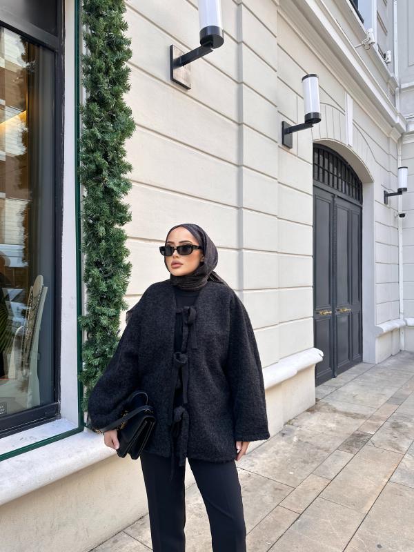 Siyah  Yumoş Bağlamalı 1116 Ceket 