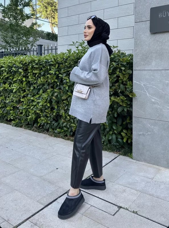 GRİ  SİMLİ TRİKO SWEAT