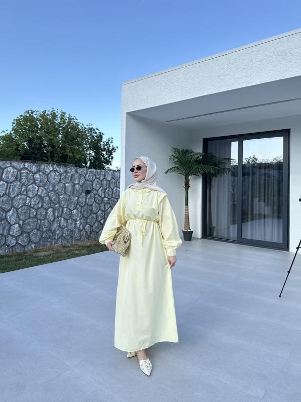 SARI  POLO YAKA ELBİSE 1156