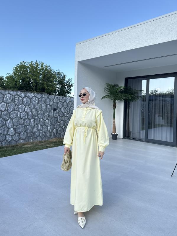SARI  POLO YAKA ELBİSE 1156