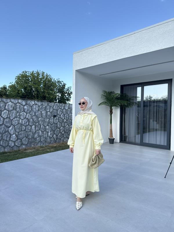 SARI  POLO YAKA ELBİSE 1156