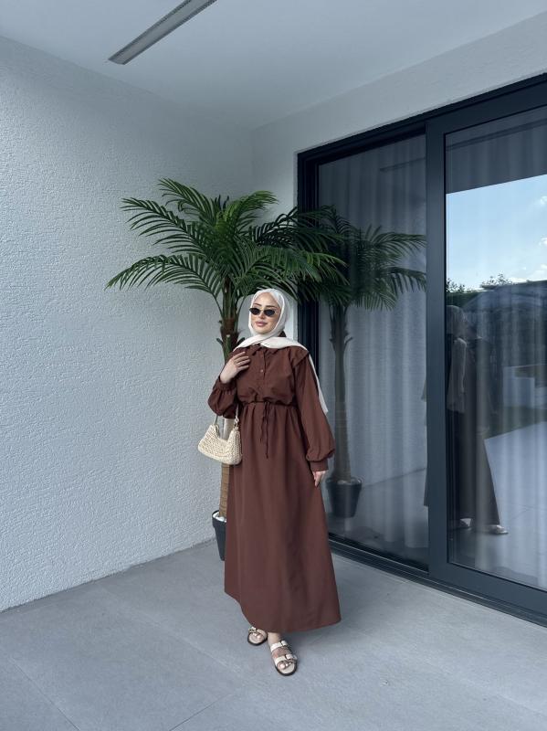 KAHVERENGİ POLO YAKA ELBİSE 1156