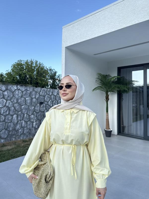 SARI  POLO YAKA ELBİSE 1156