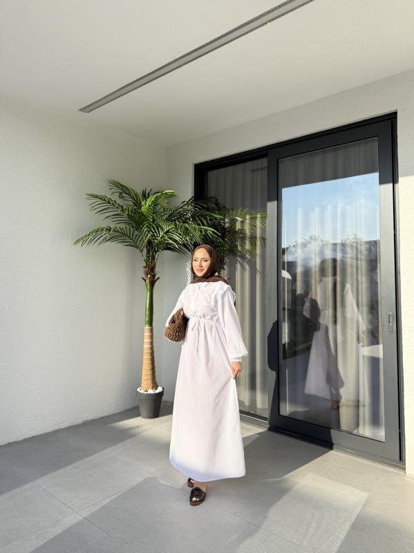 BEYAZ POLO  YAKA ELBİSE 1156