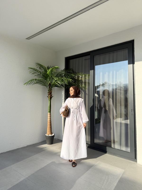 BEYAZ POLO  YAKA ELBİSE 1156