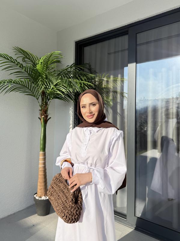 BEYAZ POLO  YAKA ELBİSE 1156