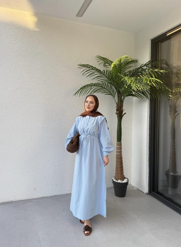 MAVİ  POLO YAKA ELBİSE 1156