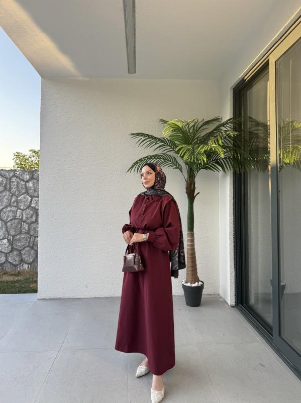 BORDO  POLO YAKA ELBİSE 1156
