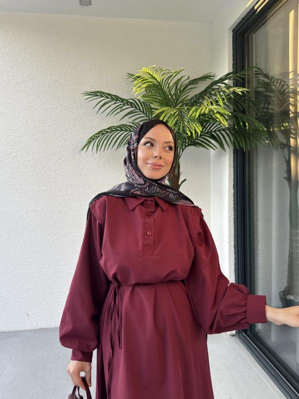 BORDO  POLO YAKA ELBİSE 1156