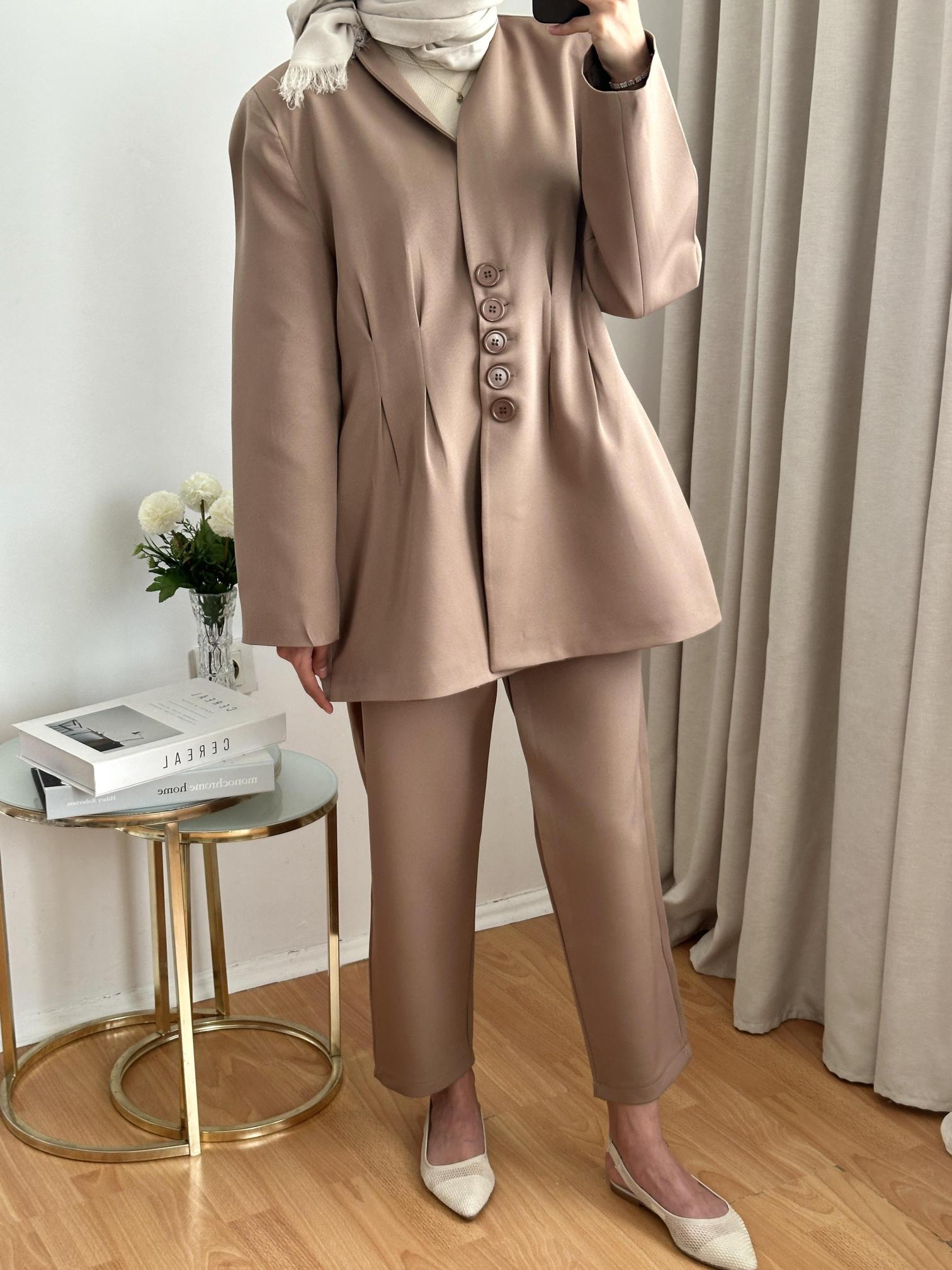 KAHVE%20PİLELİ%20CEKET%20TAKIM%203956
