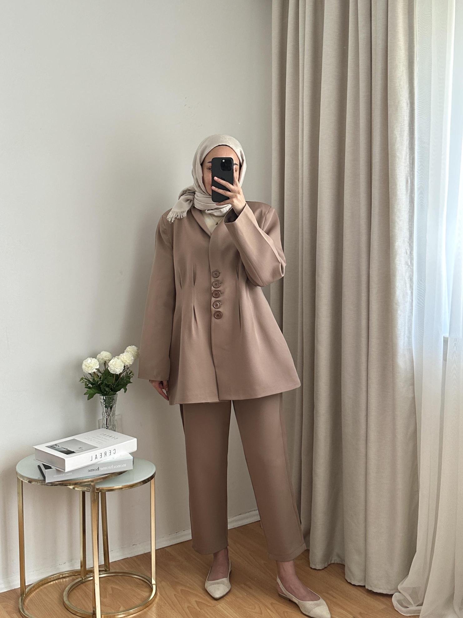 KAHVE%20PİLELİ%20CEKET%20TAKIM%203956