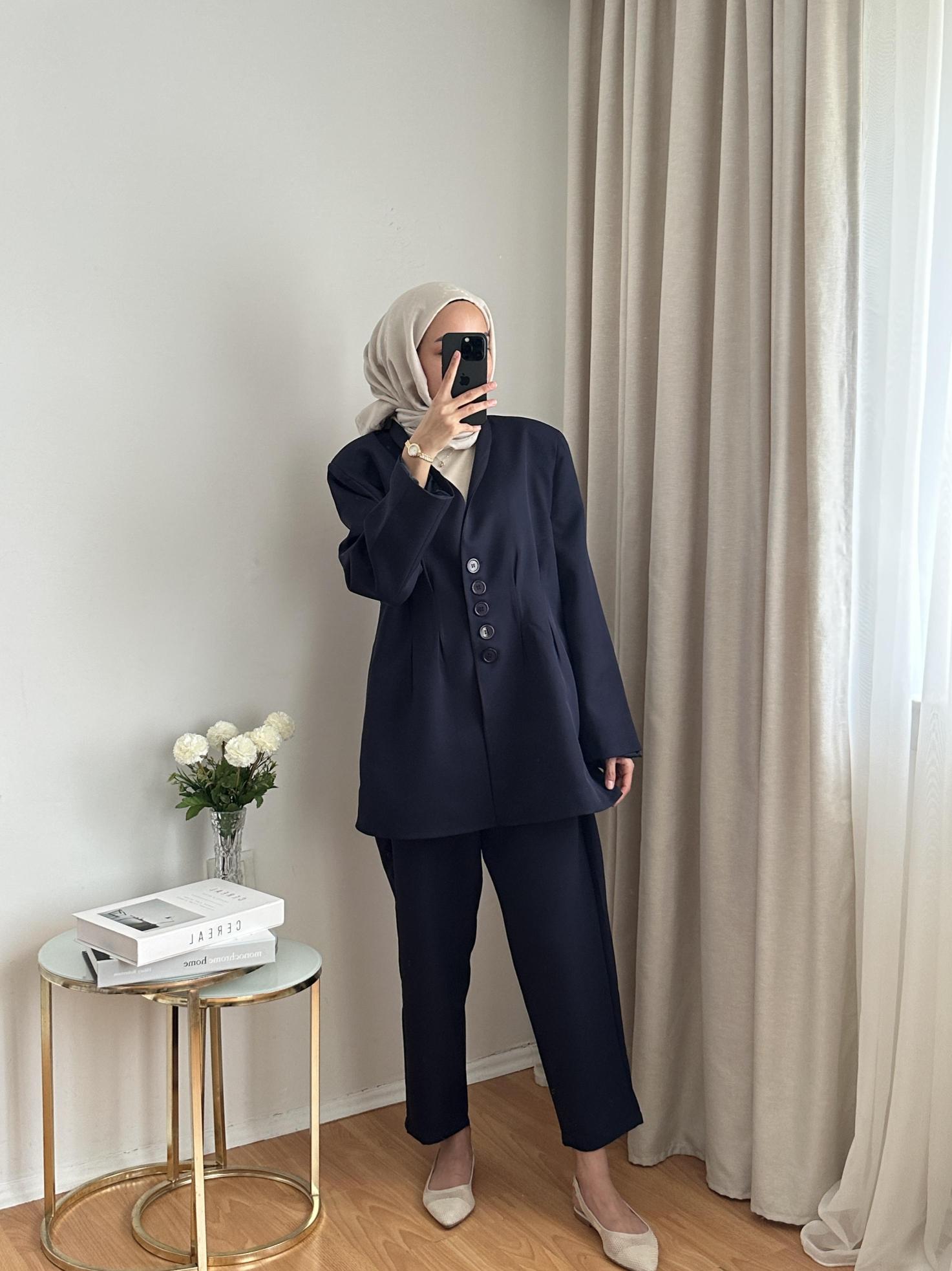 LACİVERT PİLELİ CEKET TAKIM 3956