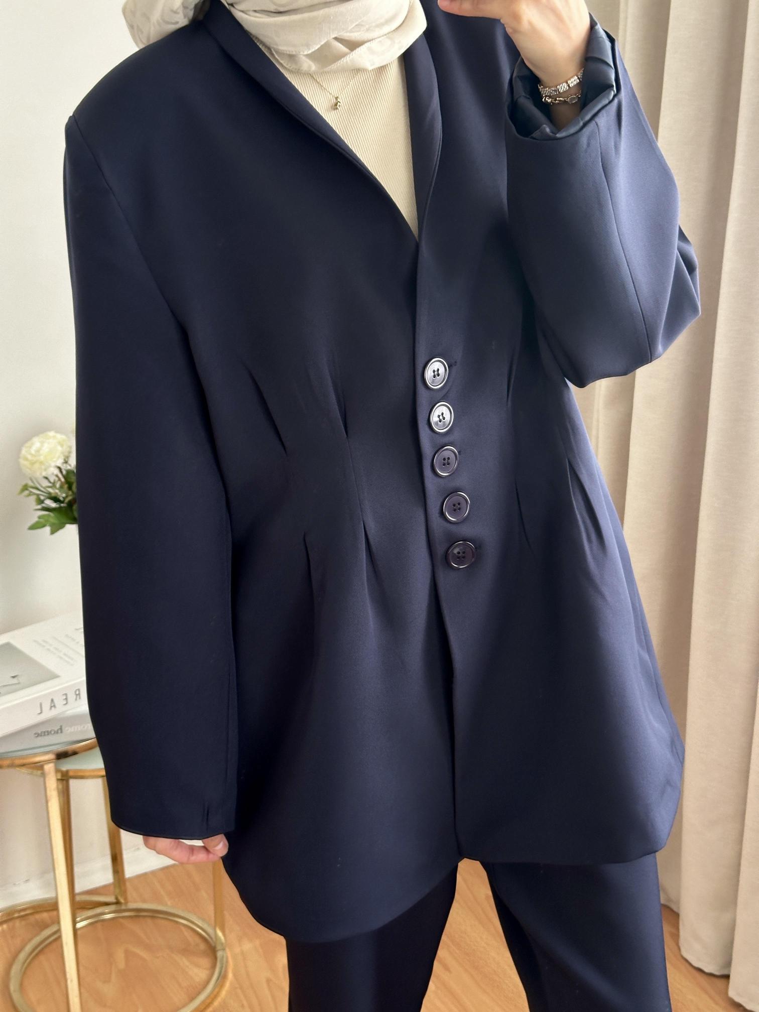 LACİVERT PİLELİ CEKET TAKIM 3956