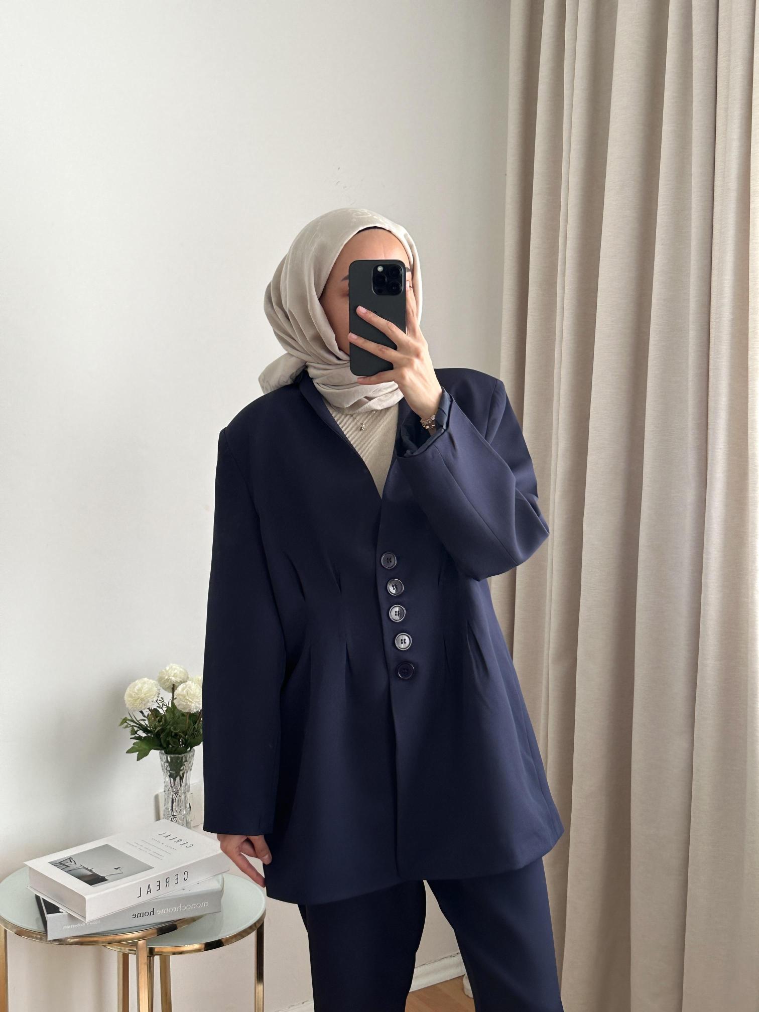 LACİVERT PİLELİ CEKET TAKIM 3956