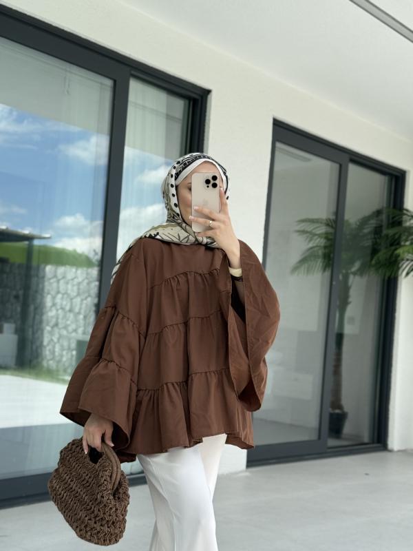 KAHVE LİNA KATKAT GÖMLEK 1160