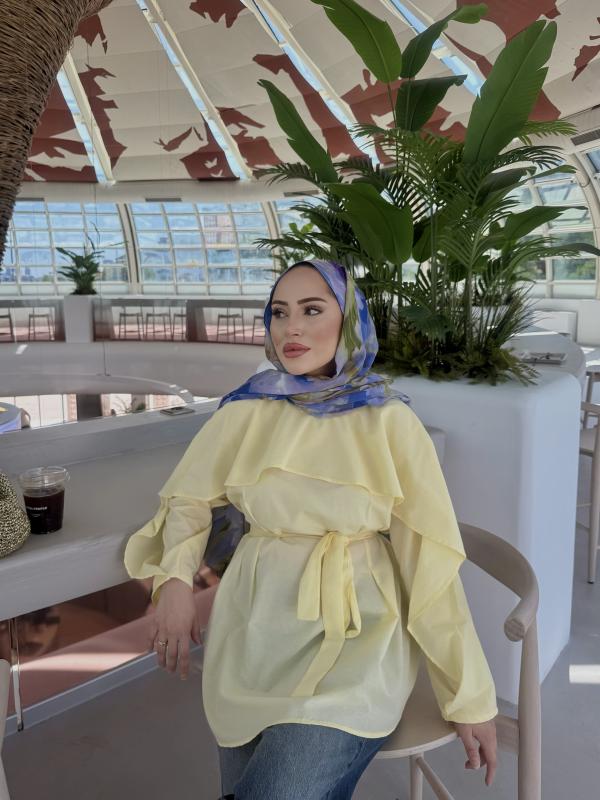 SARI PELERİN DETAYLI GÖMLEK 1165