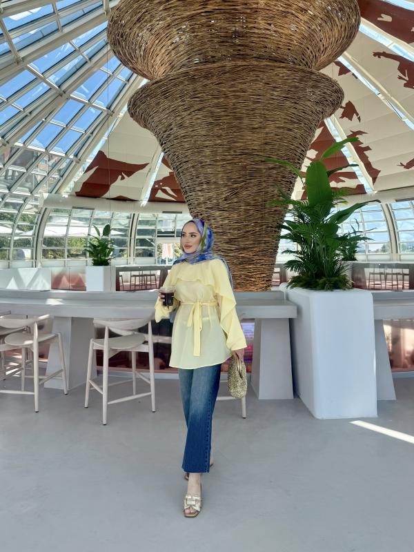 SARI PELERİN DETAYLI GÖMLEK 1165