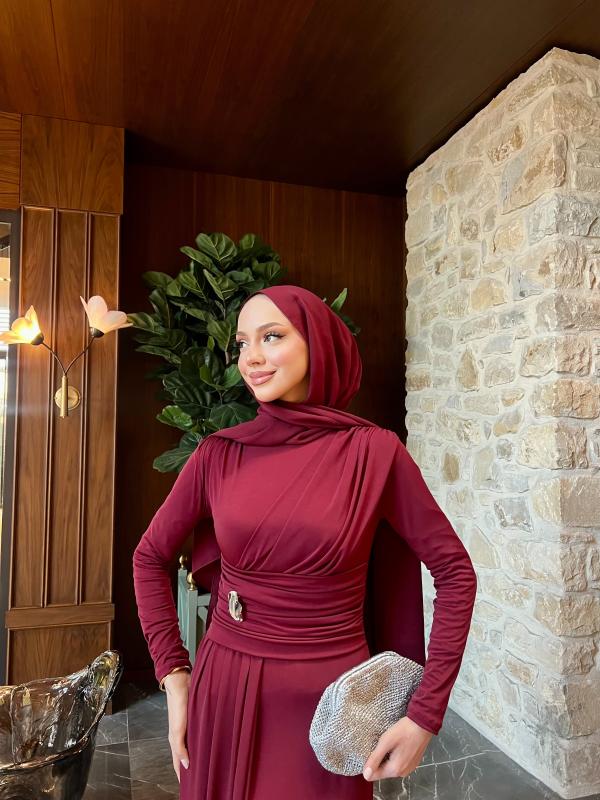 BORDO PİNTEREST ELBİSE 1360