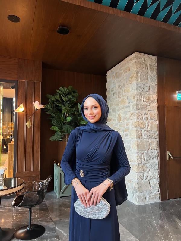 LACİVERT PİNTEREST ELBİSE 1360