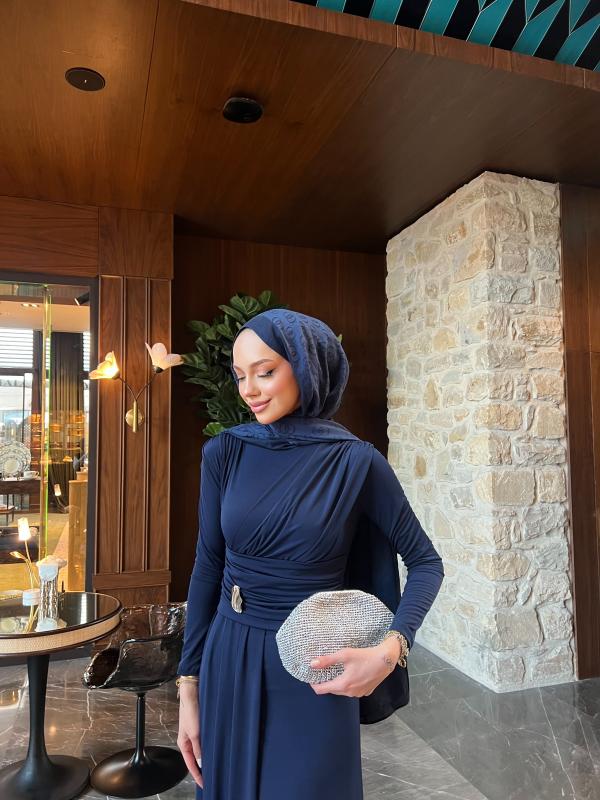 LACİVERT PİNTEREST ELBİSE 1360