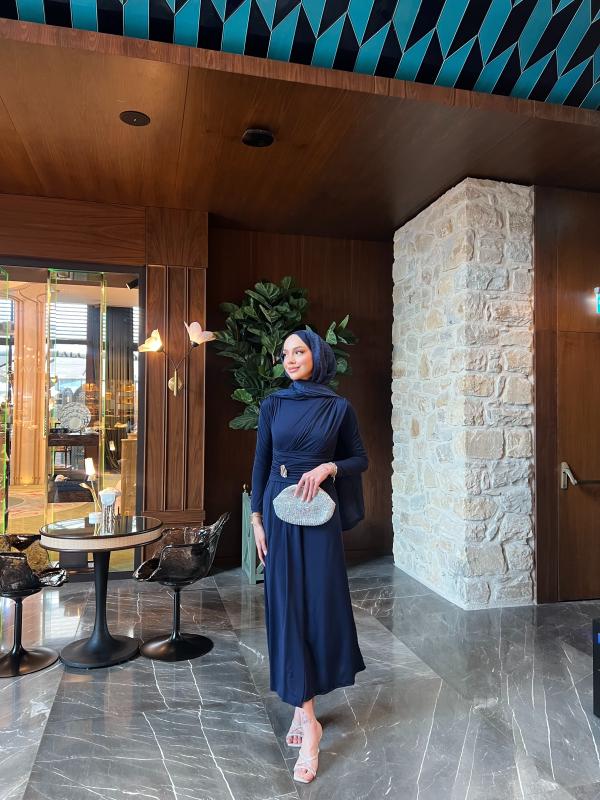 LACİVERT PİNTEREST ELBİSE 1360