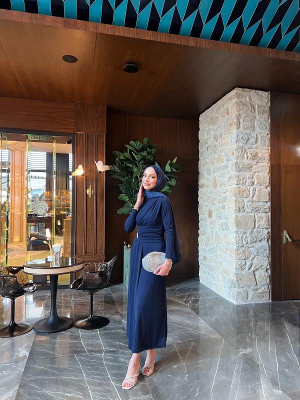 LACİVERT PİNTEREST ELBİSE 1360