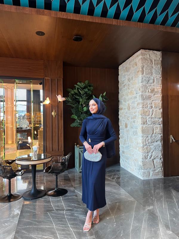 LACİVERT PİNTEREST ELBİSE 1360