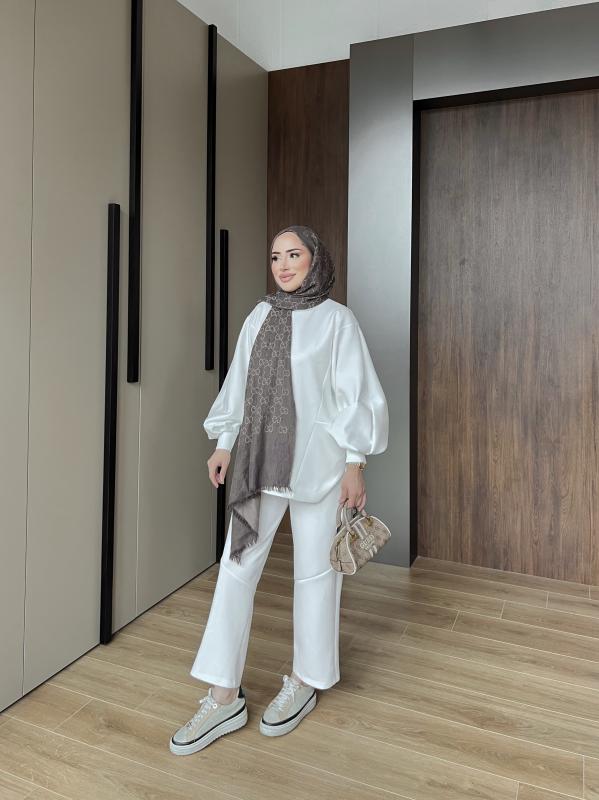 BEYAZ POÇİ ASİMETRİK TAKIM 1107