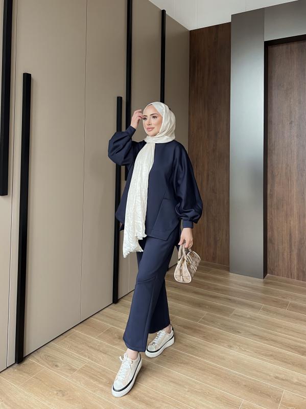 LACİVERT POÇİ ASİMETRİK TAKIM 1107