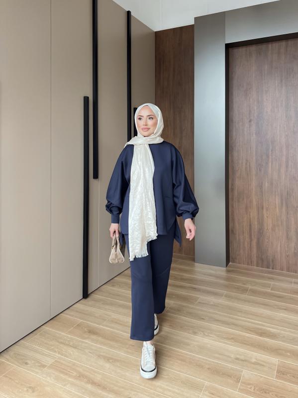 LACİVERT POÇİ ASİMETRİK TAKIM 1107