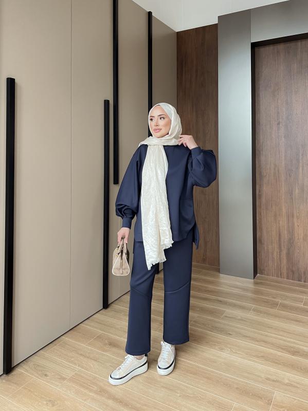 LACİVERT POÇİ ASİMETRİK TAKIM 1107