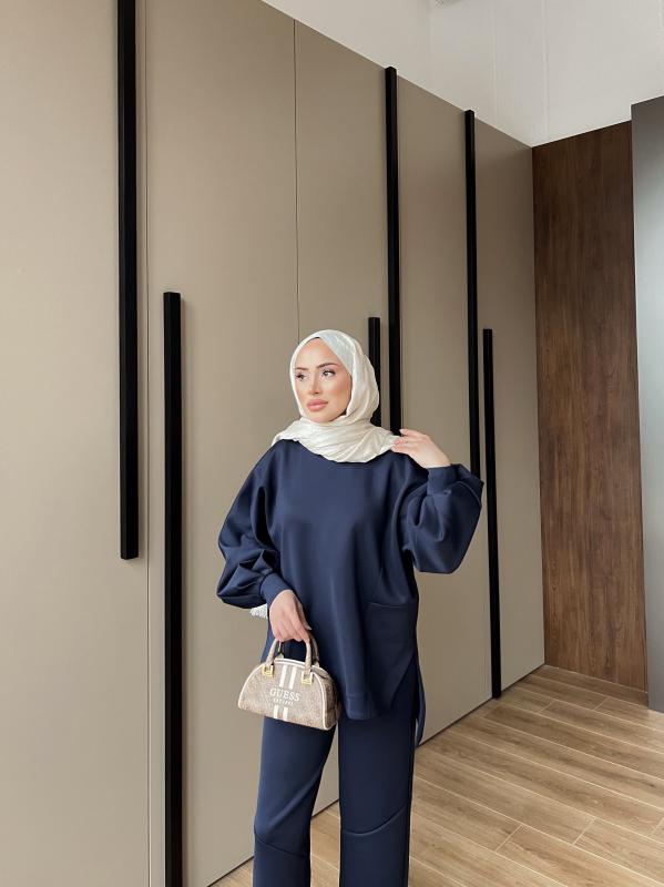 LACİVERT POÇİ ASİMETRİK TAKIM 1107