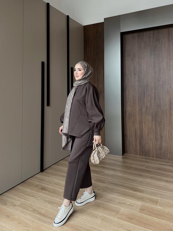 KAHVE POÇİ ASİMETRİK TAKIM 1107