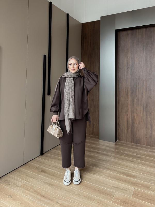 KAHVE POÇİ ASİMETRİK TAKIM 1107