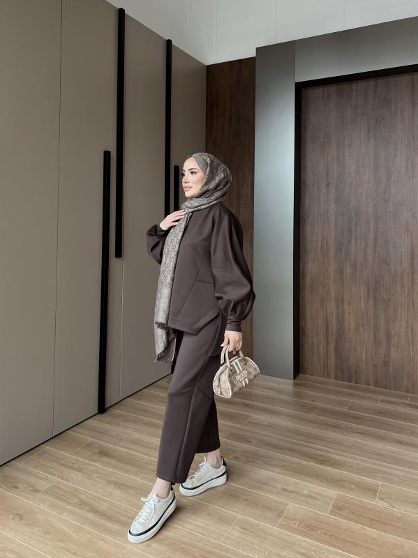 KAHVE POÇİ ASİMETRİK TAKIM 1107