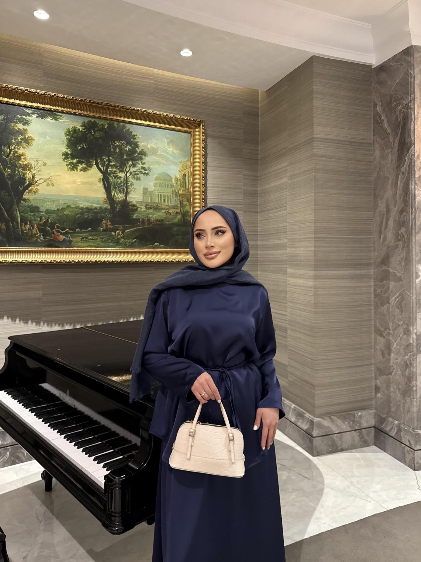 LACİVERT SATEN ETEK TAKIM 3562