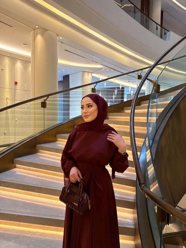 BORDO PRENSES ELBİSE 2835