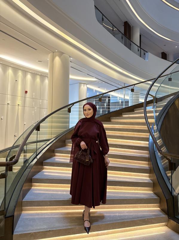 BORDO PRENSES ELBİSE 2835