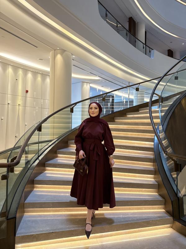 BORDO PRENSES ELBİSE 2835