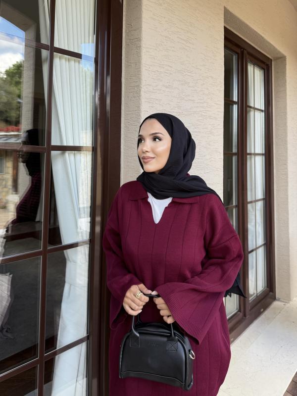 Bordo V Yaka Triko Takım 1030